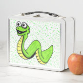 Lachende Fun Cartoon Snake Heldergroen op Stippen (In situ)