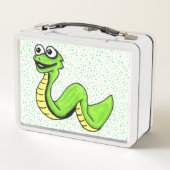 Lachende Fun Cartoon Snake Heldergroen op Stippen (Achterkant)