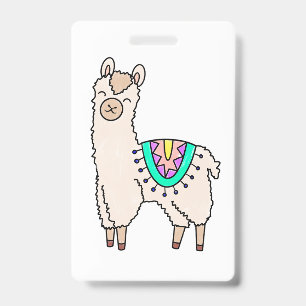 lachende gelukkige lama alpaca cartoon dier tekeni badge