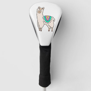 lachende gelukkige lama alpaca cartoon dier tekeni golfheadcover