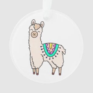 lachende gelukkige lama alpaca cartoon dier tekeni ornament