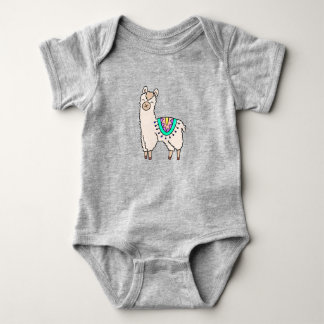 lachende gelukkige lama alpaca cartoon dier tekeni romper