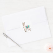 lachende gelukkige lama alpaca cartoon dier tekeni ronde sticker (Envelop)