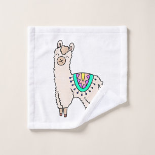 lachende gelukkige lama alpaca cartoon dier tekeni washandje