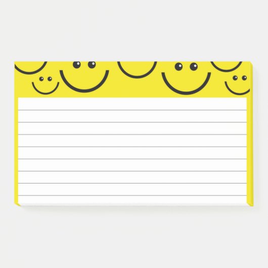 Lachende gezichten in zonnebloemgeel post-it® notes (Voorkant)