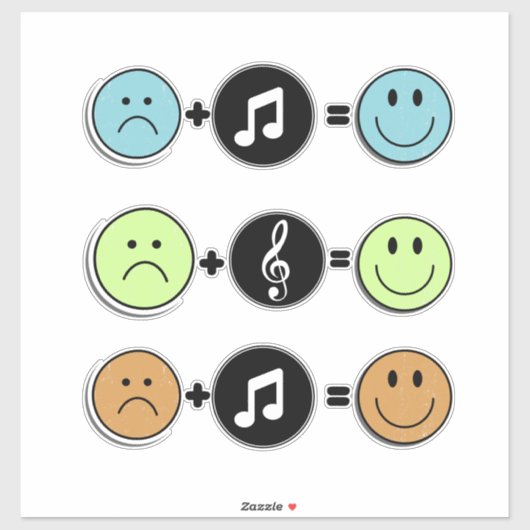 Lachende gezichten met muziek sticker (Vel)