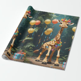Lachende Giraffe met geschenken | Inpakpapier