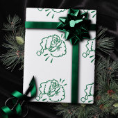 Lachende Groene Sinterklaas Moderne Sparkle Vakant Cadeaupapier