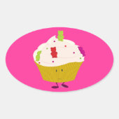 Lachende gummy beer cupcake ovale sticker (Voorkant)