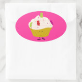 Lachende gummy beer cupcake ovale sticker (Tas)