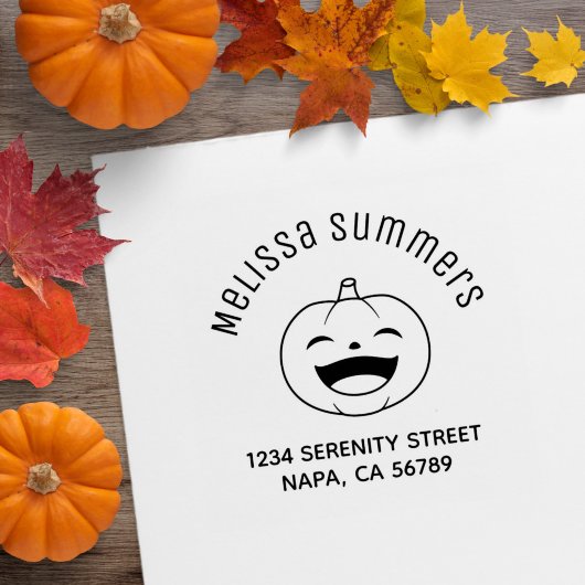 Lachende Halloween Pompoen Adres Rubberstempel