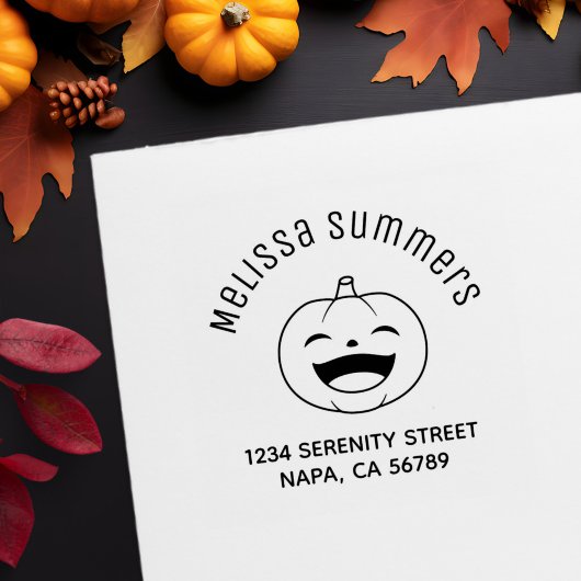 Lachende Halloween Pompoen Adres Zelfinktende Stempel