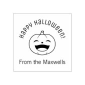 Lachende Halloween Pompoen Boog Bericht Rubberstempel (Afrduk)