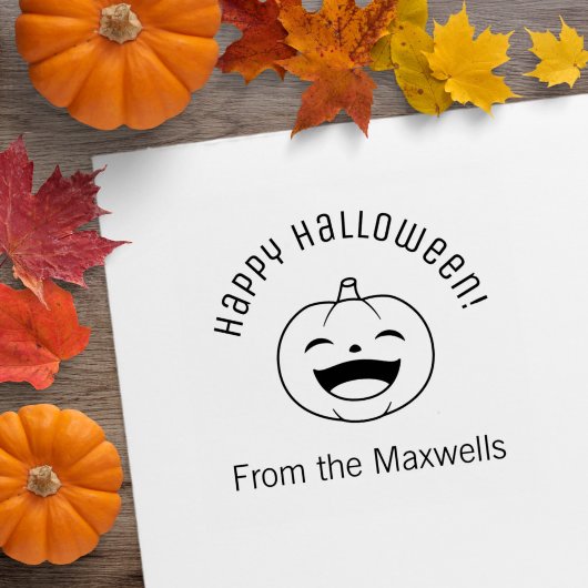 Lachende Halloween Pompoen Boog Bericht Rubberstempel