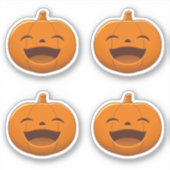 Lachende Halloween Pompoen, Set van 4 Sticker (Voorkant)