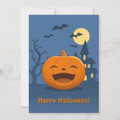 Lachende Halloweenpompoen Feestdagenkaart (Voorkant)