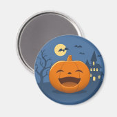 Lachende Halloweenpompoen Magneet (Voorkant / Achterkant)