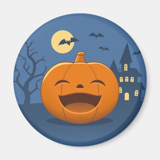 Lachende Halloweenpompoen Magneet (Voorkant)