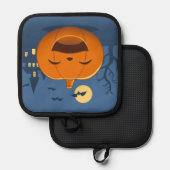 Lachende Halloweenpompoen Pannenlap (Voorkant / Achterkant)