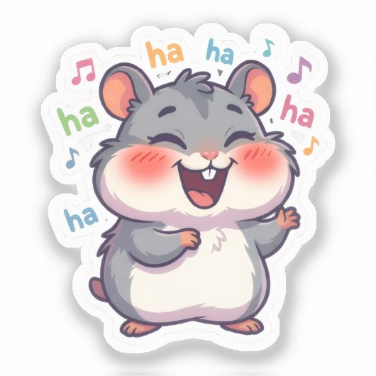 Lachende Hamster Sticker (Voorkant)