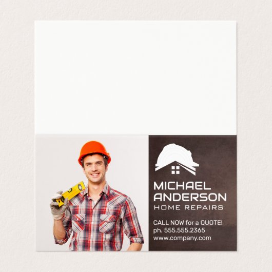Lachende Handyman Visitekaartje (Buitenkant ongevouwen)