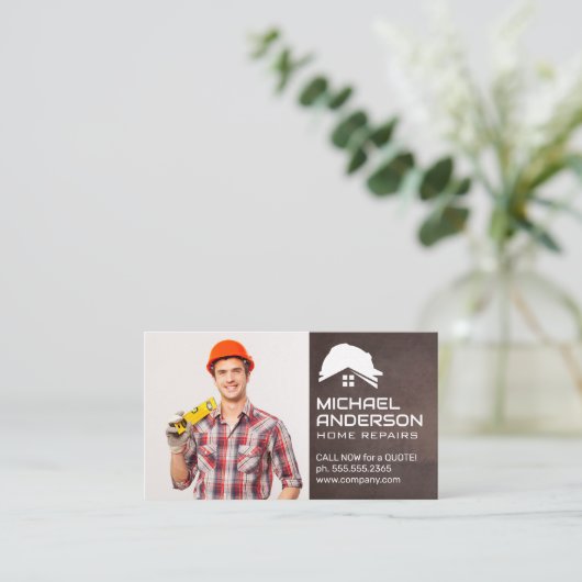 Lachende Handyman Visitekaartje (Staand voorkant)
