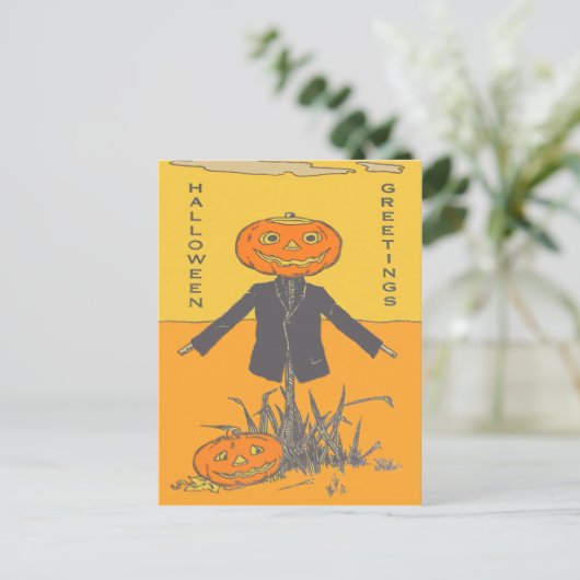 Lachende Happy Scarecrow Jack O' Lantern Briefkaart (Staand voorkant)