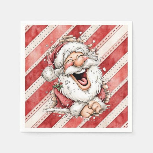 Lachende hilarische kerstman servet (Voorkant)