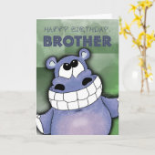 Lachende Hippo-Verjaardag Kaart (Gele Bloem)