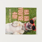 Lachende Hond 40e Verjaardag GROOT Wandkleed (Voorkant (horizontaal))
