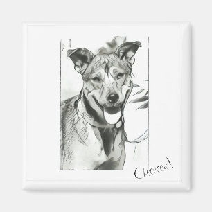 Lachende hond 'kaas' magneet