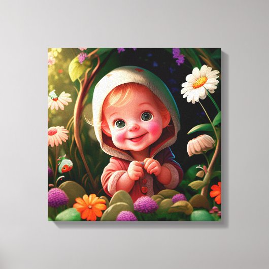 Lachende jongen 3d canvas afdruk (Voorkant)