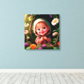 Lachende jongen 3d canvas afdruk (Insitu (Houten vloer))