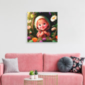 Lachende jongen 3d canvas afdruk (Insitu (Woonkamer))