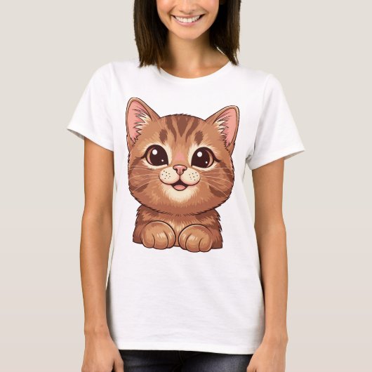 lachende kat, kawaii kat t-shirt (Voorkant)