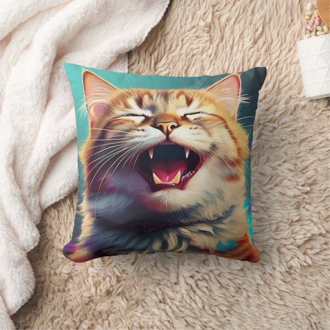 Lachende Kat Kussen! Kussen (Deken)