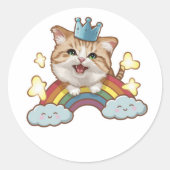 Lachende Kat Sticker met Leuke Achtergrond (Voorkant)