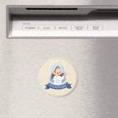 Lachende Kawaii Maagd Maria met Bloem – Beige Magneet (Insitu (Vaatwasser))