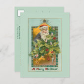  lachende kerstman, kerstboom en ster briefkaart (Voorkant / Achterkant)
