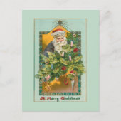  lachende kerstman, kerstboom en ster briefkaart (Voorkant)