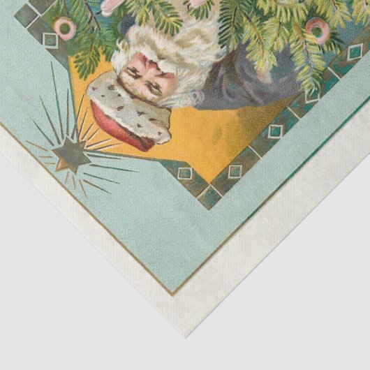 lachende kerstman, kerstboom en ster tissuepapier (Detail)