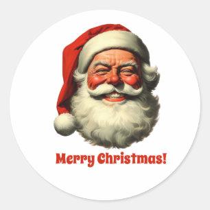 Lachende Kerstman Retro Vintage Stijl Ronde Sticker