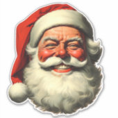 Lachende Kerstman Retro Vintage Stijl Uitknip Sticker (Voorkant)