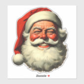 Lachende Kerstman Retro Vintage Stijl Uitknip Sticker (Vel)