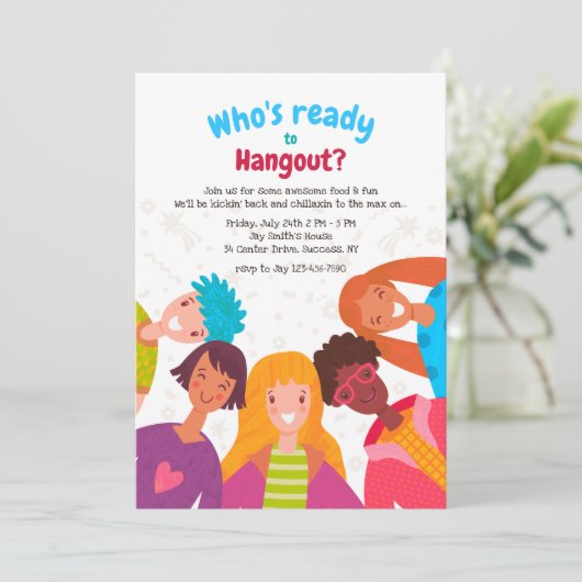 Lachende Kinder uitnodigingen (Staand voorkant)