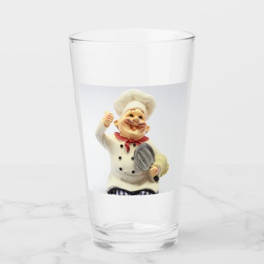 Lachende kok met glasblazers glas (Voorkant)