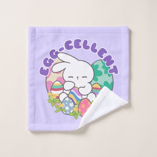 Lachende konijntje & paaseieren - Eiercellent Spri Bad Handdoek (Wasdoekje)