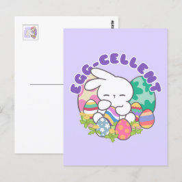 Lachende konijntje & paaseieren - Eiercellent Spri Briefkaart
