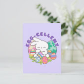 Lachende konijntje & paaseieren - Eiercellent Spri Briefkaart (Staand voorkant)