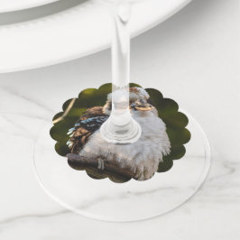 Lachende kookaburra wijnglaslabel